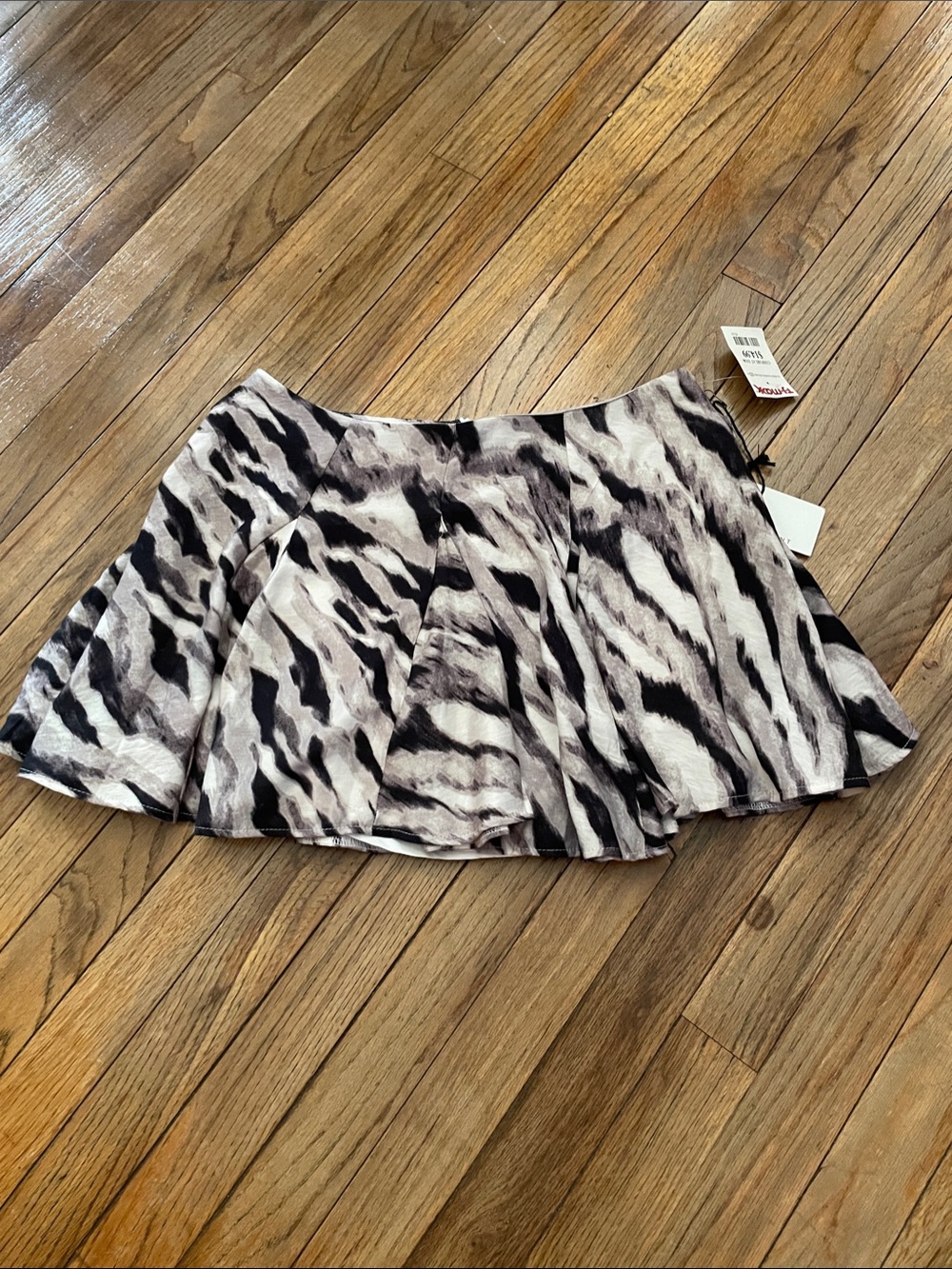 Zebra-Print Black and Cream Flared Skater Skirt
